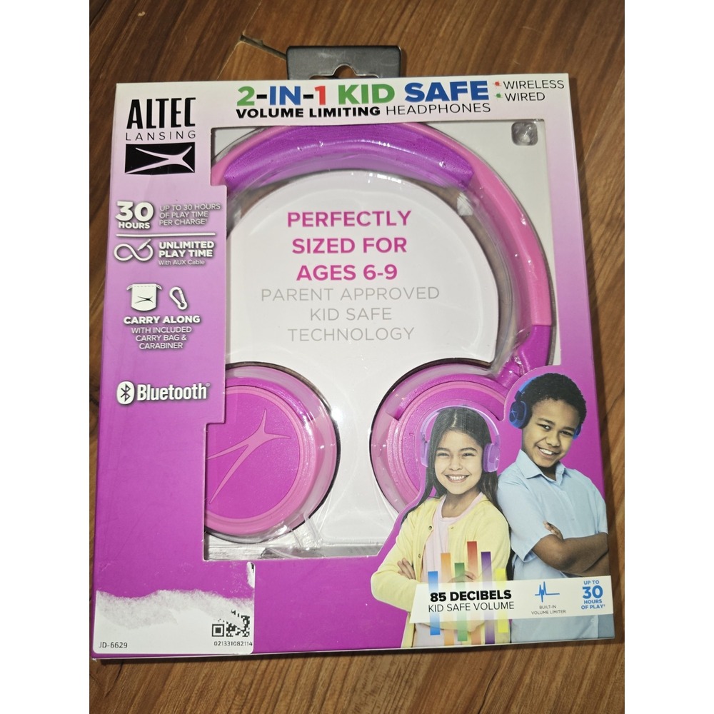 Altec Lansing Kid Safe 2-in-1 Bluetooth Wireless Headphones Pink MZX4410 S18